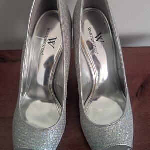Worthington Silver Sparkle 3 Inch Heels Elegant Pumps